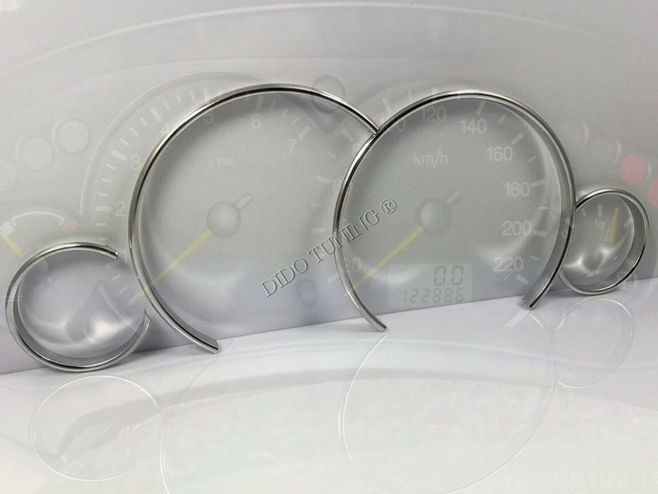 Cuadro de instrumentos x4 anillos de moldura de aluminio pulido para Ford Focus MK1 1998-2004 Foto 2 de 4
