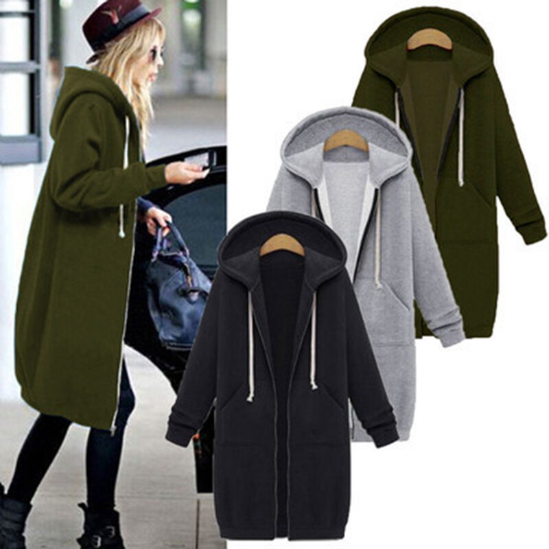 Carcos Plus Size Women's Long Sleeve Hoodie - Drawstring With Pocket, Fall Sweatshirt