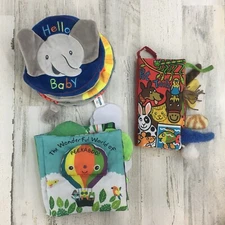 Soft Cloth Baby Book Lot of 3 Jellycat Gund Melissa & Doug Pet Tails Elephant