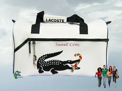 Neu Vintage LACOSTE GYM SPORT HOLDALL Tasche süßes Krokodil 5 weiß