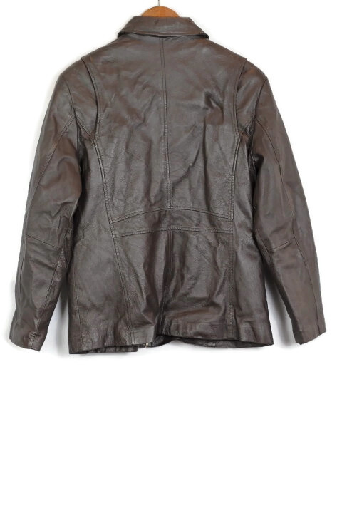 Midnight Velvet Brown Unisex Leather Jacket Front Zip Closure
