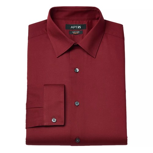 Men's Apt. 9 Cabernet Slim-Fit Spread-Collar Dress Shirt, Resists Wrinkles XL - Picture 2 of 5