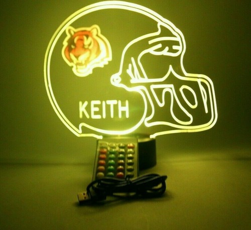 Cincinnati Bengals Night Light Up Football LED Sports Fan Lamp Personalized FREE - Picture 10 of 12