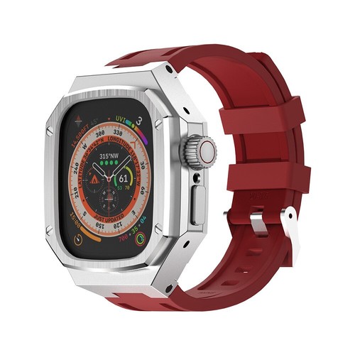 Kit Steel Mod Estuche Protector de Vidrio Banda Fr Apple Watch Ultra 2 49 mm Correa de Goma - Imagen 25 de 43