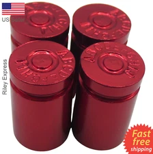4x Wheel Tire Valve Cap Stem Cover For Truck, Car, Bike Bullet Shell Style RED
