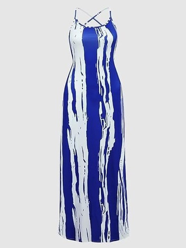 New! Flamingals Summer Maxi Dress Tie Back Split Thigh Fitted Dress Sz M
