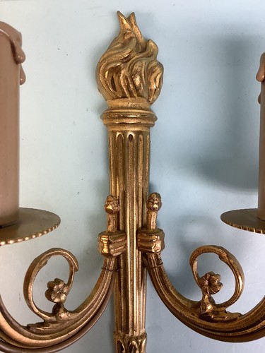 Vergoldete Messing Wandleuchte Paar 2-Licht 9,25"" H - Bild 5 von 9