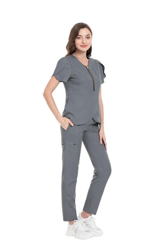 Stretch Scrub Set Women Nurse Uniforms Short Sleeve Tops Cargo Tapered Pant - Picture 78 of 103
