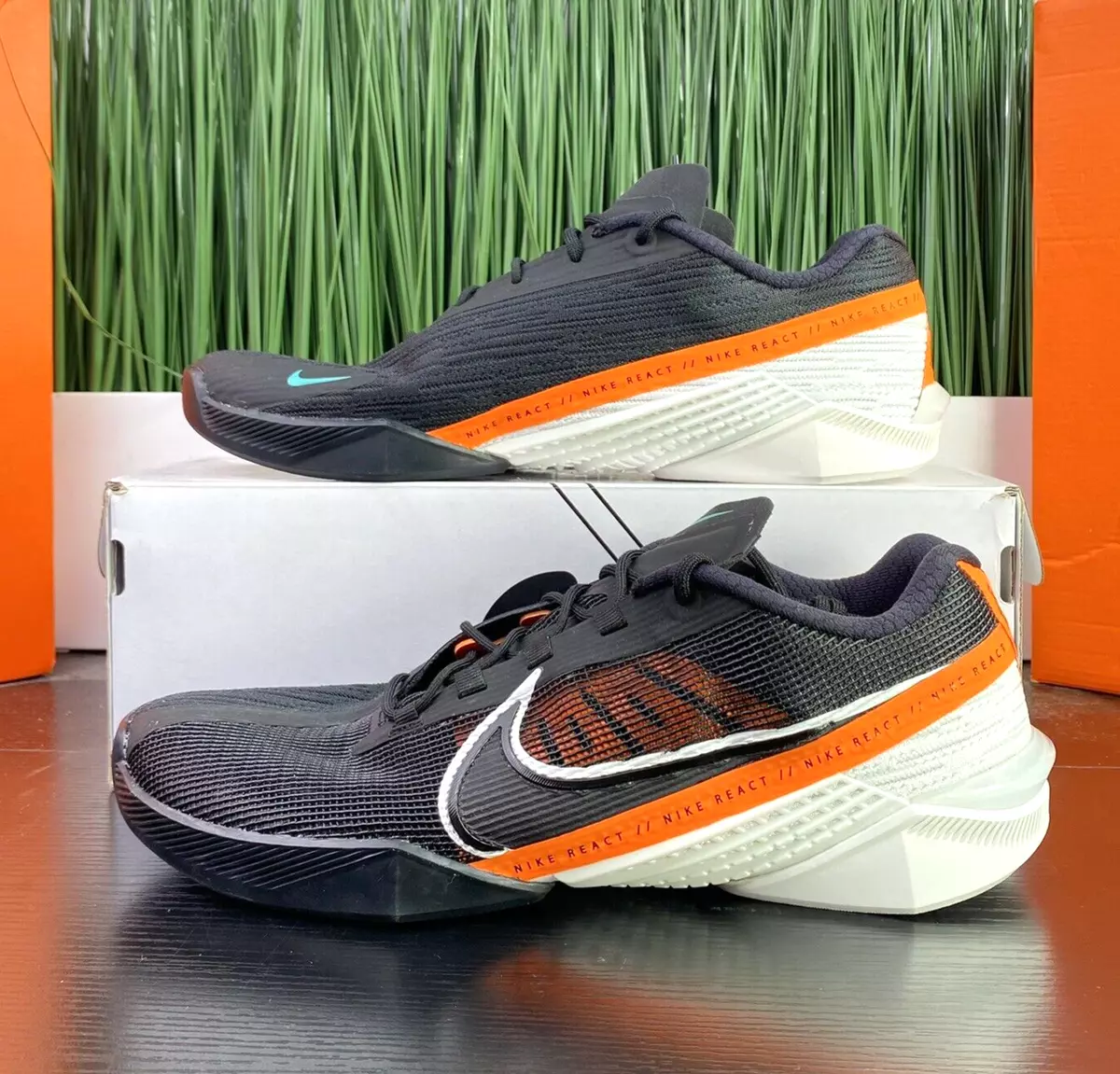 Nike React Metcon Turbo Black White Total Orange Mens Shoes CT1243 083 Size  10.5