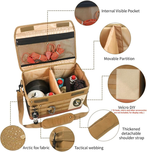 18L Camping Storage Bag, Multifunctional Waterproof Picnic Basket, Tent Stakes - Picture 3 of 12