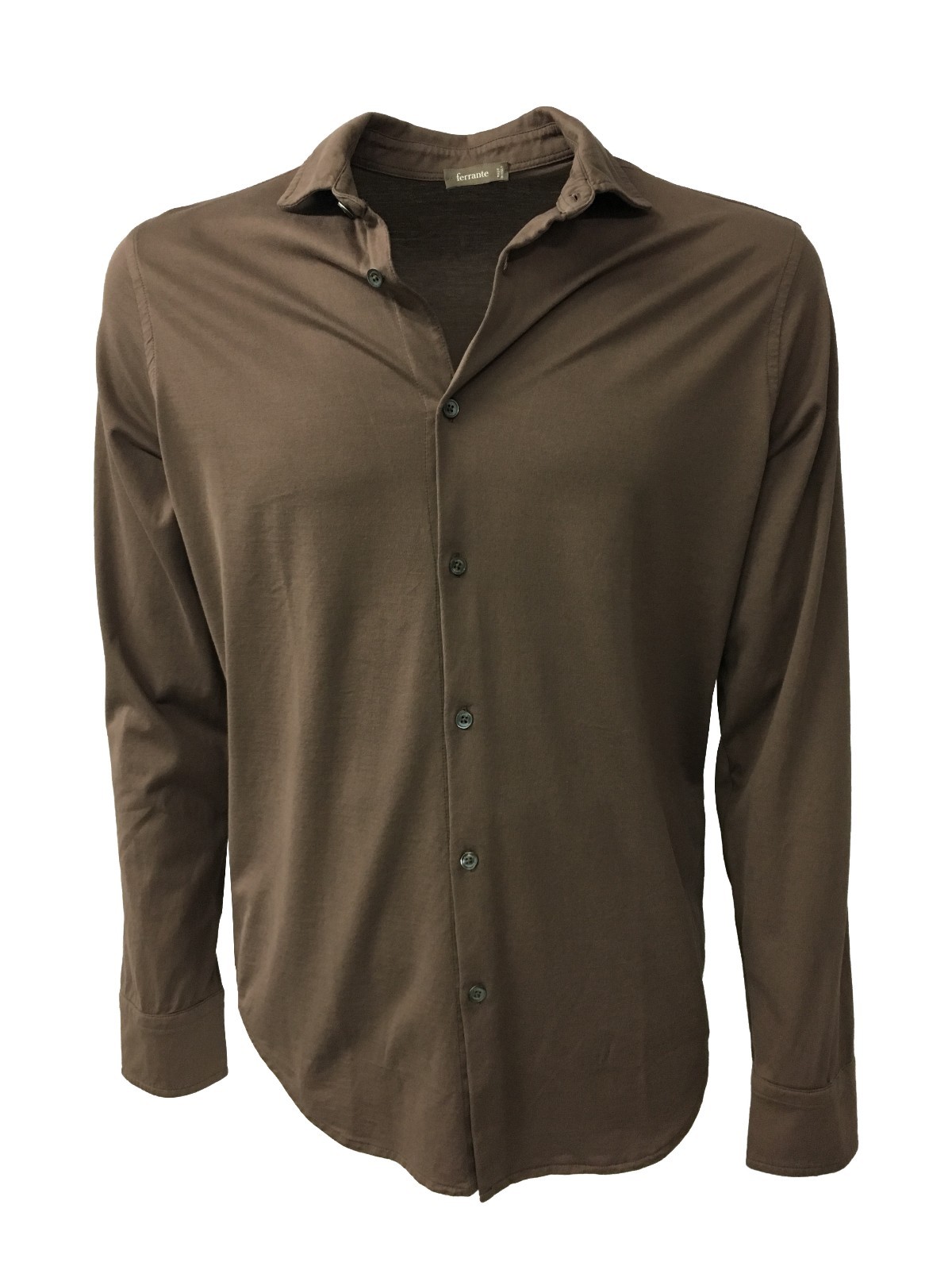 ФЕРРАНТЕ Хемд Херрен Лангарм Дункельбраун 100% Баумволле Сделано В Италии