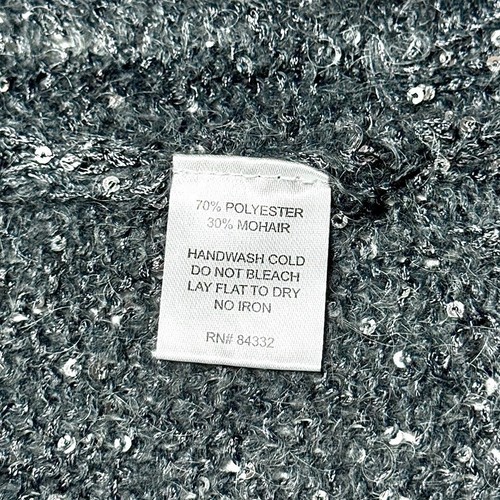 NWT Sisters Sequin Cardigan Sz.L Knit Gray Silver Shawl Collar Dressy Preppy - Picture 13 of 16