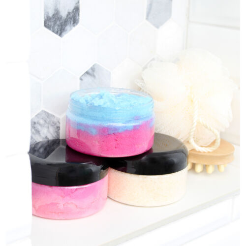 Clear Plastic Jars with Black Plastic Lids 6pk, 8oz Size, BPA Free PET Storage - Picture 2 of 8