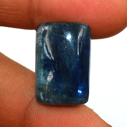 28 Cts Cianite Blu Naturale Alta Qualità 20x13,6mm Cuscino Cabochon Pietra Preziosa Sciolta - Foto 3 di 11