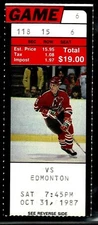 1987 HOCKEY TICKET DEVILS OILERS FUHR WAYNE GRETZKY 3 ASSISTS! MARK MESSIER GOAL