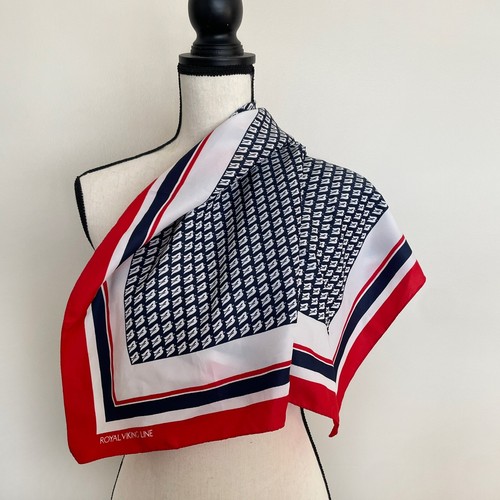 Vintage Royal Viking Line Square Scarf America Nautical Patriotic 27"x 26.5” - Picture 2 of 10