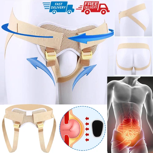 Hernienstützgürtel Herren Traversenbandage doppel/rechte Seite Leistenbruch Gürtel - Bild 22 von 45