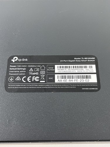 TP-Link 24 Port Gigabit Switch Easy Smart Managed Plug & Play Desktop/Rackmount - Photo 7/7
