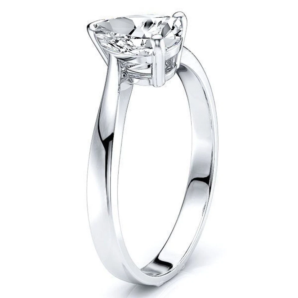 1 Ct Pear Cut Lab-Created Diamond Solitaire Engagement Ring 925 Sterling Silver - Image 2 of 4