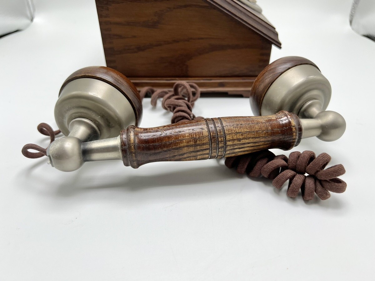 Vintage Western Electric Wood Grain French Cradle Cloth Cord Desk