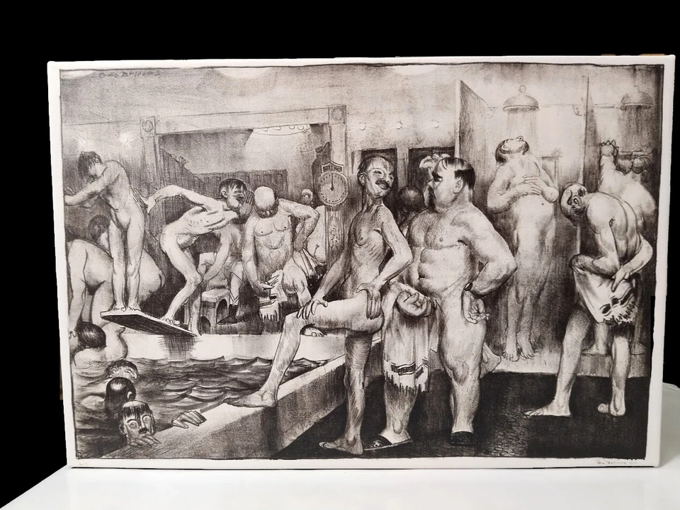 GEORGE BELLOWS THE SHOWER BAÑO REALISMO ARTE IMPRESIÓN GICLEE LIENZO FINO Foto 2 de 4