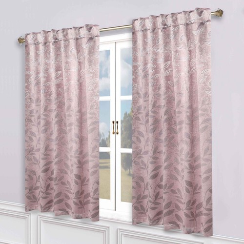 Leaves Washable Room Darkening 52" Back Tabs Blackout Curtains, Set of 2 - Picture 5 of 156