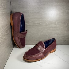 Vintage 2000s Cole Haan Air Mens 10.5 M Burgundy Wool Leather Penny Loafer Shoes