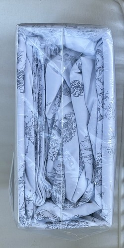 New NWT Cabbages and Roses 4 Pc KING Gray Sheet Set Luxury Cotton French Toile - Picture 3 of 4