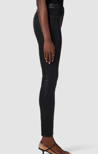 HUDSON Black Noir Barbara High-Rise Super Skinny Ankle Jean 28 High Shine Wax - Picture 6 of 11
