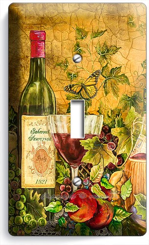 RUSTIC TUSCAN KITCHEN WINE BOTTLE WINEGLASS LIGHT SWITCH OUTLET WALL PLATE DECOR - Picture 3 of 32
