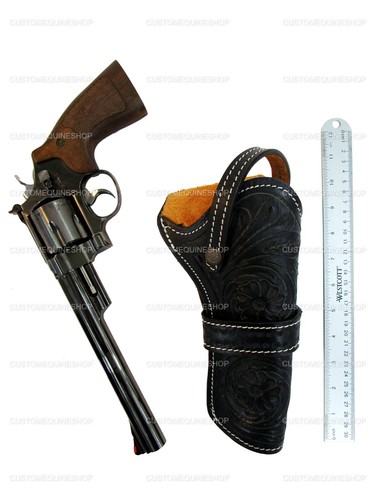 HOLSTER GUN COVER PISTOL HOLDER SINGLE ACTION FLORAL TOOLED LEATHER OPEN BOTTOM - Picture 7 of 22