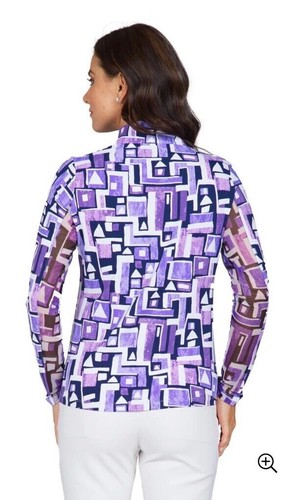 new IBKUL JENNIFER plum/navy Long Sleeve Adjustable Golf Polo Top, Size Small - Picture 5 of 9