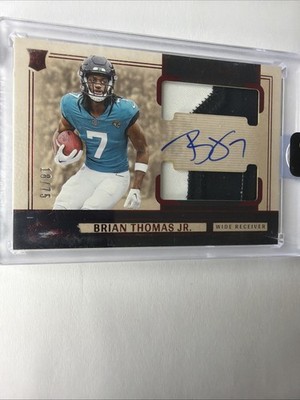 Panini 2024 One Brian Thomas Jr Jaguars Rookie Dual Patch Auto Mem #18/75
