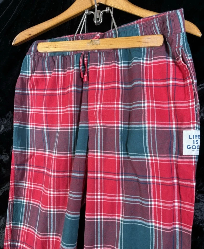 Pantalones de pijama Life Is Good para hombre rojos a cuadros de algodón pijamas para dormir salón talla M en muy buen estado Foto 3 de 4