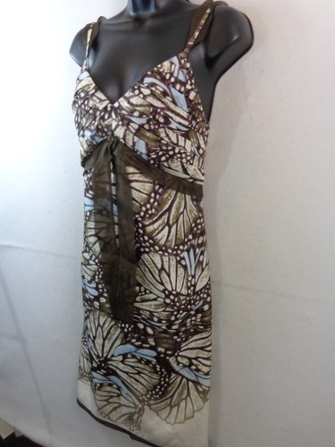 ETCETERA Kleid Damen 8 blau braun 100% Seide Spaghettiträger neu mit Etikett - Bild 4 von 13