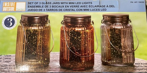 Inside Outside Garden Glass Jars with Mini LED Lights - Silver, Gold, Rose - Picture 3 of 3