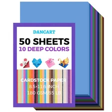 50 Sheets 8.5 X 11.6 Colored Cardstock, 10 Vivid Colors Construction Paper, 6...