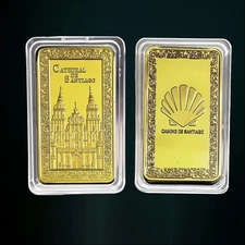 Santiago de Compostela Commemorative Bar - Camino de Santiago Camino Shell Gold Souvenir Bar