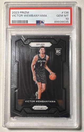 Panini Prizm 2023-24 Victor Wembanyama #136 Rookie Base Set PSA 10 Spurs