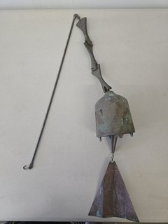 CKEB19 Vintage 1970's Paolo Soleri Arcosanti Bronze Windchime Bell with Sail