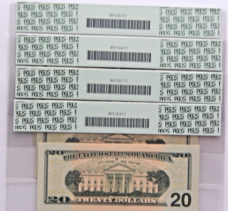 Set of 4 2009 $20 Three Digit Serial Numbers 657, 757, 857, 957 - PCGS 64PPQ - Image 2 of 4