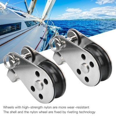 2 Stücke Edelstahl Nylon Riemenscheiben Kleine Hebe collections Pulley Für Boot Segeln K SA