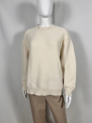 Pull Bear L Large Pullover Mock Cotton Spain Sweater Unisex Men Neutral Ivory