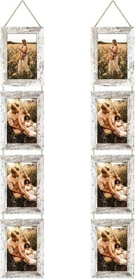 2er Pack Collage Bilderrahmen für 8 Fotos, MDF Multi Bilderrahmen mit Aufhängung