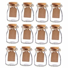 12pcs Vintage Glass Favor Jars with Cork Lids for Wedding Favor 3.4 oz Each Jars