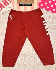 VS PINK VINTAGE Y2K SWEATPANTS RED ROCK N  ROLL PUP DOG CROSSBONES LOGO RARE