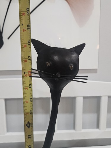 Vintage Wooden, Metal & Brass Decorative Cat Figure 18" Tall - Bild 11 von 13