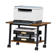 Under Desk Printer Stand Industrial Mobile Printer Table with 2-Tier Brown