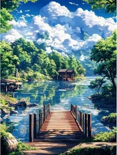 Landscape Paint by Numbers Kit for Adults,Wooden Bridge Arcylic Painting Kits...