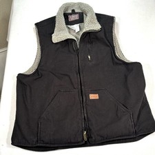 FORGE Workwear Vest Mens XL Sherpa Lined Black Canvas Full Zip Insulated Pockets